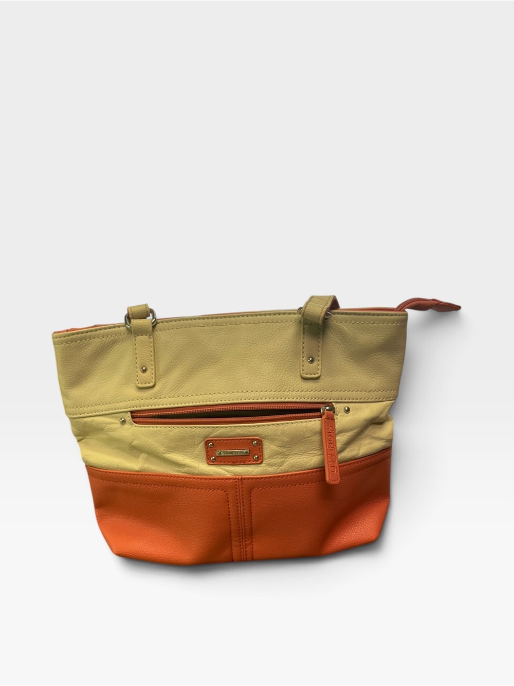 Sonoma Two-Tone  Leather Tote double handles zip close